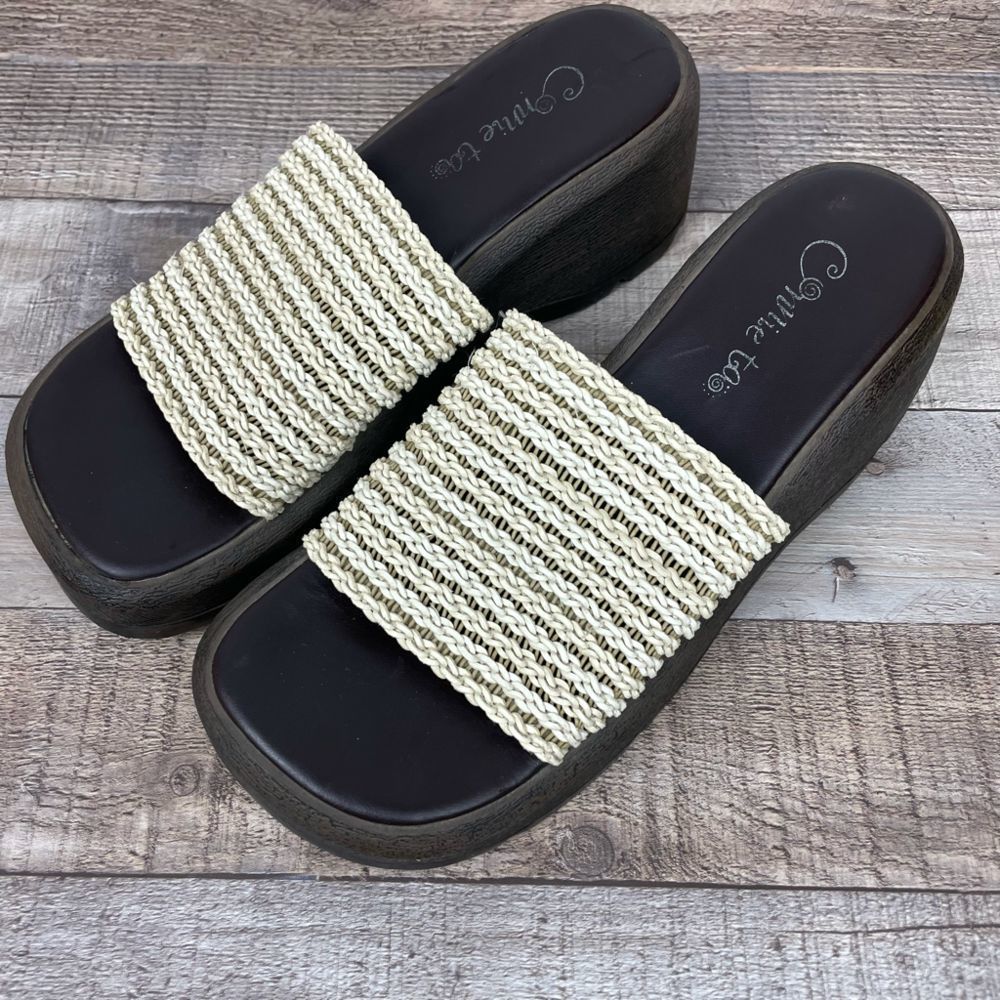 VINTAGE Y2K Retro Platform Sandals Shoes Women’s Size 8 Brown Cream Connie Too